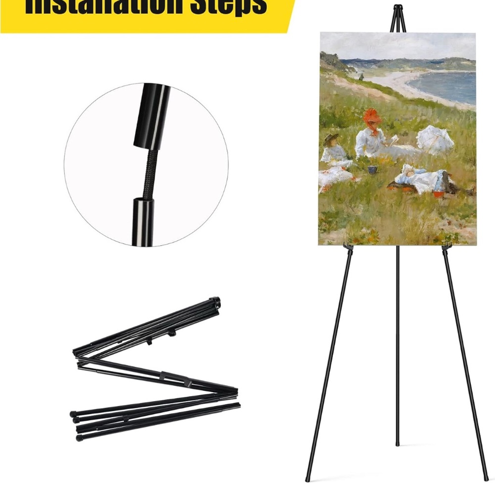 Black Portable Folding Art Easel - Lightweight Tripod Display Stand